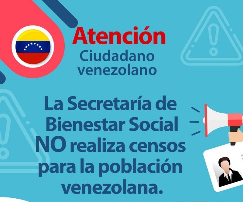 Secretaría de Bienestar Social no realiza censo a población venezolana