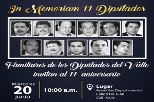 Este miércoles conmemorarán asesinato de los once diputados del Valle del Cauca